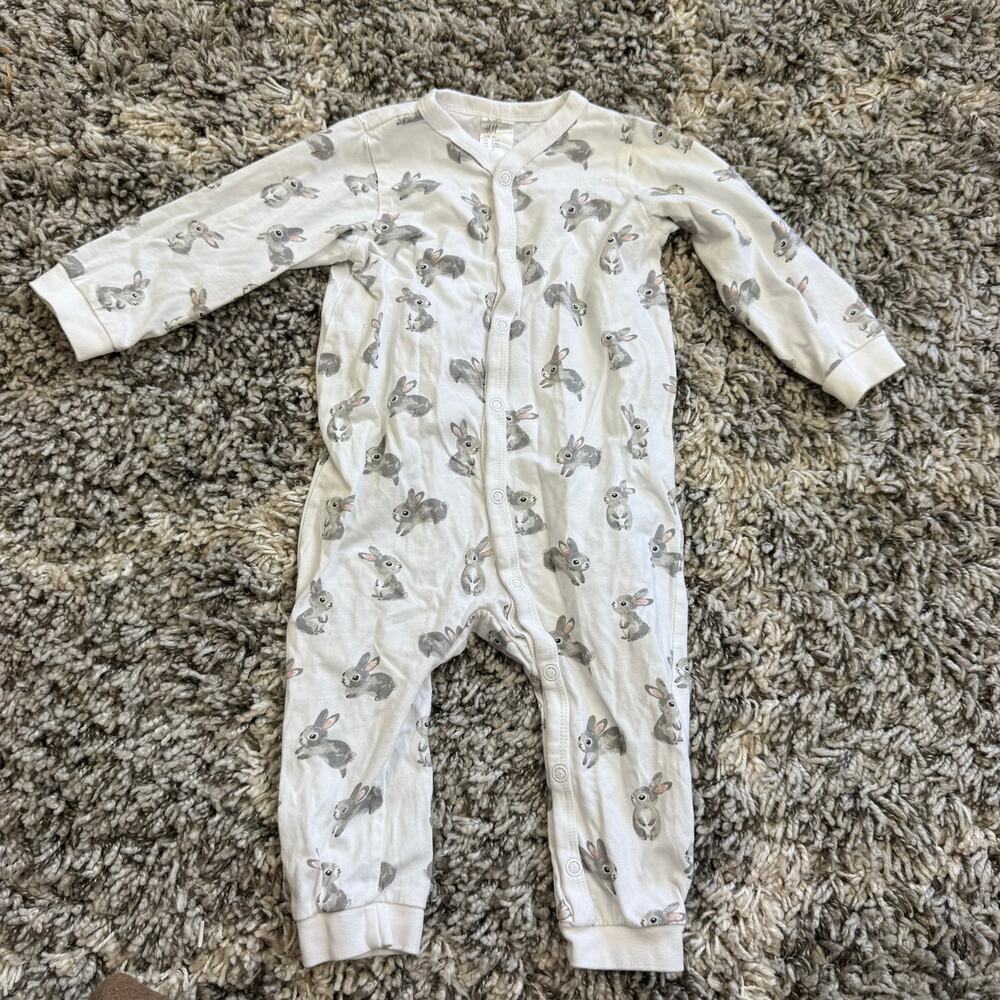 H&M Baby Sleeper Outfit One Piece Romper 6-9 Months Boy Girl Bunny Rabbit Easter